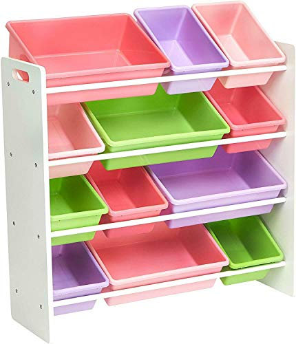 Walgreen® Children Kids Toy Storage Unit Playroom Organizer Rack 12 Plastic Boxes Multi UK