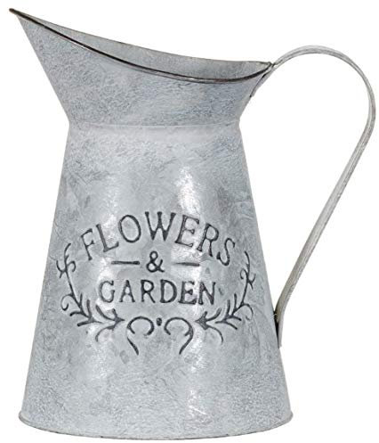 Galvanised Finish Flowers & Garden Metal Jug Shape Herb Flower Planter Plant Pot