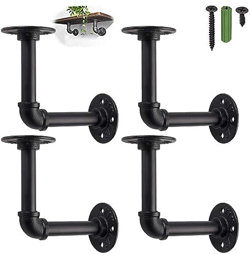 eSynic 4Pcs Pipe Shelf Brackets Tube Rack Industrial Shelf for Book Shelf Floating Shelves Plumbing Pipe Shelf for Scaffold Board (13 * 13cm)
