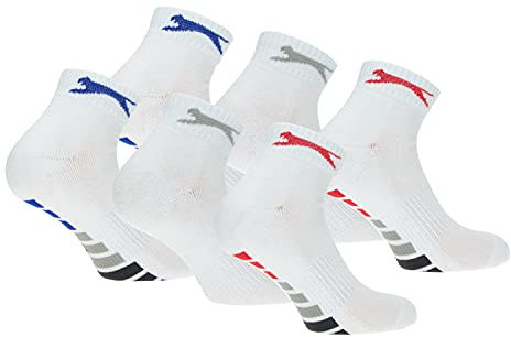 Slazenger 6 Paar Herren Quarter Socken, Höhe über dem Knöchel, Frottee-Innensohle, ausgezeichnete Qualität aus gekämmter Baumwolle (Weiß, 39-42)