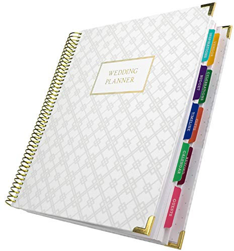 Global Printed Products Wedding Planner 9x11 Hardcover Organizer, Bookmark, Planning Stickers, Business Card Holder, and Pocket Folders