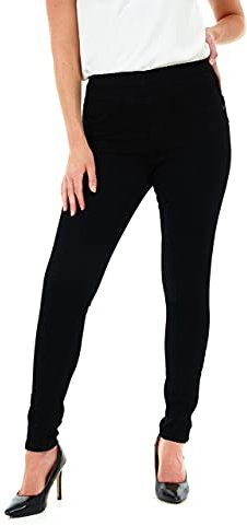 M17 Women's Women Ladies Denim Sculpt Pull on Casual Cotton Trousers with Po Jeans Jeggings Skinny Fit Trousers Pants, Black, 10 UK