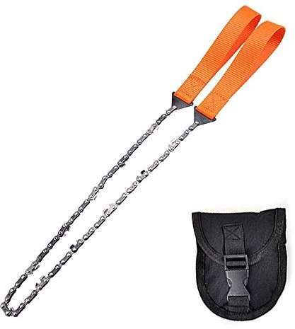Survival Chain Saw 103cm Foldable Manual Chainsaw Emergency Pocket Gear Camping Tool for Outdoors (Orange)