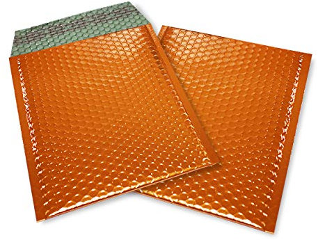 100 Stück farbige Luftpolstertaschen Format 170x235 mm, Luftpolster-Briefumschläge mit Selbstklebeverschluß, Snooploop Metallic Bubble Bags Kuvert Luftpolsterversandtaschen / A5 (orange)