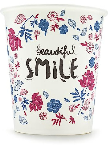 Wellsamed WELLSACUP 100 Stück Pappbecher 180 ml, Motiv Blumen, geeignet für Heiß- und Kaltgetränke, Coffee to Go, Business, Party