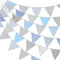 G2PLUS 12m Wimpelkette Blumen Stoff, Grau und Blau Stoff Wimpel Girlande, Lange Gartendeko Bunting, Stoffgirlandemit 42 STK Groß Blumen Wimpeln für Haus und Garten Deokration