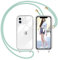 Nupcknn Handykette für iPhone 12/12 Pro Hülle mit Band,Dünn Transparent Handyhülle (Abnehmbar Einstellbar) Necklace mit Kordel zum Umhängen Kameraschutz Handy Kette Stossfest Schutzhülle(1.6M,Grün)