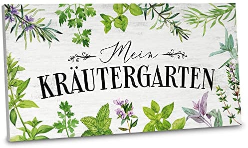 ARTFAVES® Gartenschild - Mein Kräutergarten | Shabby Chic Vintage Gartendeko, Schild mit Spruch zum Thema Garten/Hobbygärtner | Größe: 30 x 15 cm