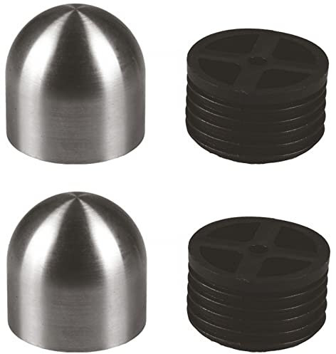 2 x Edelstahl Endkappe inkl.Adapter,Abschlußkappe, Endstück gewölbt für 42,4mm Holzhandlauf