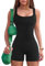 JN JANPRINT Jumpsuit Damen Kurz Eng Yoga Bodysuit Overall Stretch Bodycon Tank Top Sommer Romper Sexy One Piece Bodycon Ärmellose Sportanzug Einteiler Ganzkörperanzug Trainingsanzug(Schwarz,XL)