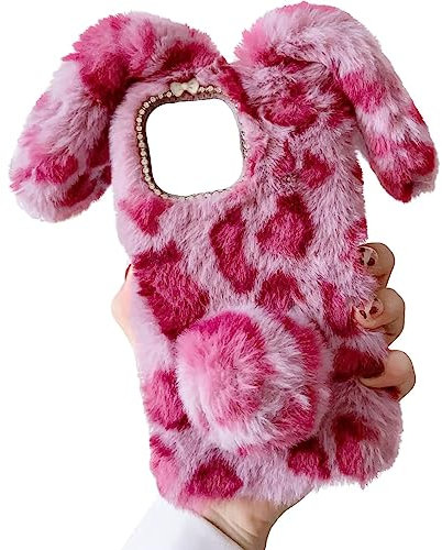 Tivenfezk Nadoli Hase Pelz Hülle für iPhone X/XS,3D Kaninchen Ohr Case Warme Flauschige Plüsch Schutzhülle Handy Schale Tasche Soft Bunny Cover