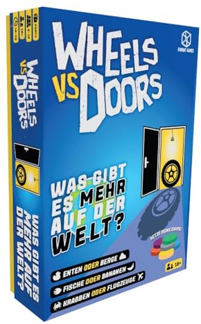 Format Games 3163005 Wheels vs Doors, was gibt es mehr auf der Welt?, spannendes Partyspiel ab 10 Jahren, kooperatives Schätzspiel für 2-12 Spieler, deutsche Edition
