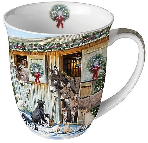 Ambiente Tasse 0,4 l Henkeltasse Becher Kaffeetasse Teetasse Weihnachtstasse Animal friends Tiere