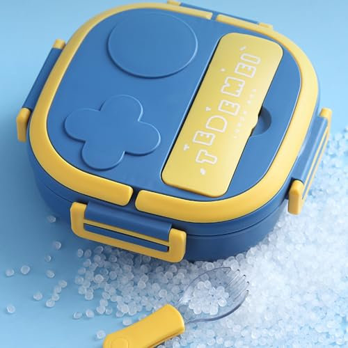 kyaoayo Lunch Box, Bento Box, Brotdose Mit Fächern, Edelstahl Lunchbox, Heizbare Lunchbox, Brotzeitbox Kinder, Lunch Box für Kinder Garten, Schule, Picknick, Ausflug. (Dreifach-Brotbüchse, Blau)