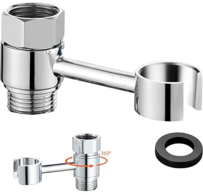 Support De Douche Rotatif à 360°20Mm éCrou Support De Pommeau De Douche Sans PerçAge Universel Support De Douche RéGlable Support Mural Pour Douchette Fixation Pommeau De Douche Laiton Chromé