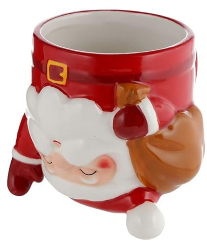 Caribou Living Christmas Santa Clause Upside Down Mug Novelty Xmas Ceramic Drink Cup 450ml for Hot Drinks, Tea, Coffee, Hot Chocolate