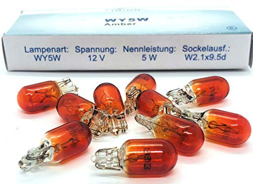 10x Stück WY5W W2.1x9.5d T10 5W 12V AMBER ORANG Glühlampe Seitenlinker Autolampen