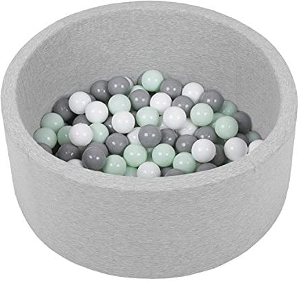 Petsona Piscine pour Chien À Balles Baignoire pour Chien Chat Animal Ronde en Mousse, Gris Clair: Blanc/Gris/Menthe