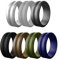 JewelryWe 7pcs Silikon Eheringe für Männer: 8mm Herren Gummi Hochzeit Bands Gummibänder mit Rille Sport Ringe Flexible Silikonringe Verlobungsringe Geschenke 7 Faben Set Größe 62
