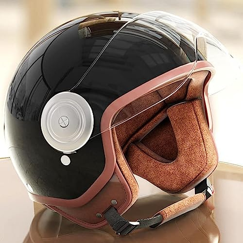 Open-Face-Motorradhelm Für Kinder Mit Visier, Half-Face-Scooter-Cruiser-Helm, Geeignet Für Damen, Herren, Moped, Bobber, Cafe Racer, Vintage-Straßenfahrradhelm, DOT/ECE-Geprüft D,50~64cm
