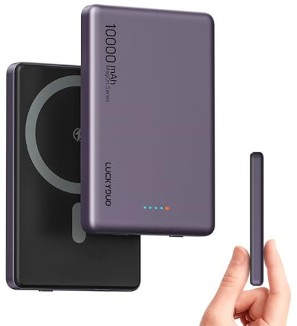 LUCKYDUO Mag-Safe Power Bank 10 000 mAh, Batterie Externe magnétique sans Fil Ultra Fine de 0,47 Pouces, pour Chargeur Portable Magsafe, PD 20 W USB-C Charge Rapide pour iPhone série 15/14/13/12