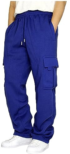 Cargohose Herren Outdoor Freizeithose Lang Winter Jogginghose mit Taschen Traninigshose Sporthos Fitness Sweatpants Slim Fit Hose mit Kordelzug Joggers Sportliche Wanderhose Sporthose Streetwear