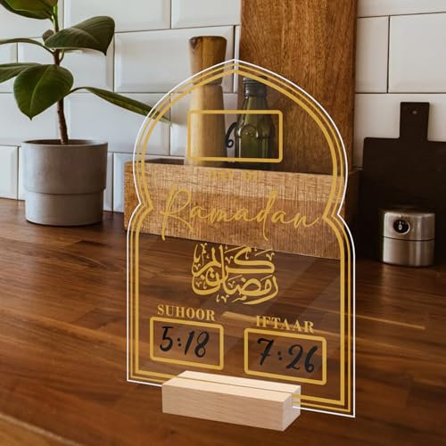 Ramadan Kalender Countdown, 2024 Eid Mubarak Dekoration, Handgeschriebener Ramadan Kalender Kinder, Acryl kalender Ornament Gebet Ramadan Mubarak Deko Wohnzimmer Ramadan Geschenke Für Kinder (B)