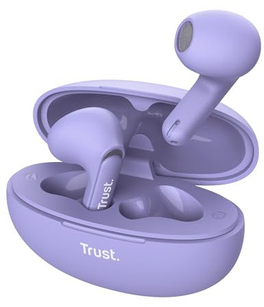 Trust Yavi Auricolari Bluetooth con Microfono Dual ENC Cancellazione Rumore, 23 Ore di Batteria, 35% Plastica Riciclata, Cuffie Wireless Bluetooth Buds In Ear senza Fili iPhone Android - Porpora