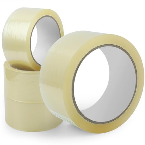 PUWOWYE 4 Rollen Paketklebeband Transparent, Paketband Transparent mit Hoher Klebkraft in Profi-Qualität, Packband Transparent für Pakete und Karton, Klebeband Paket Geräuscharmes, 66mx48mm