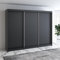 A&J MöbelLand Moderne 3-türiger Kleiderschrank mit Schwebetüren und 4 Schubladen, 200 cm, Weiß (Schwarz)