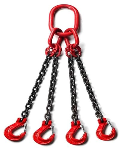 SHT 4-Strang Anschlagkette/Kettengehänge GK 8 | Kettendicke 8 mm | mit Verkürzungshaken | Tragfähigkeit: 4250 kg (0-45°) & 3000 kg (45-60°) | Nutzlänge: 5 m