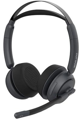 Nuroum HP31DN Wirless Headset with Microphone, Noise Cancelling Mics for Work, V5.3 Multi-Point, Mute Button, Bluetooth/USB Connection to PC/Laptop/Cell Phone for Zoom/Teams Calls