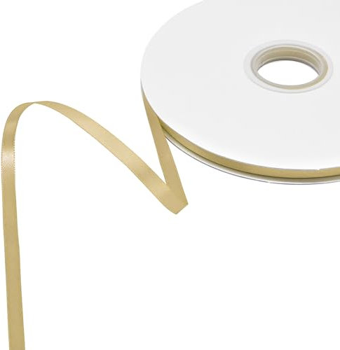 GTYBOVA Satinband 6mm X 91m Gold Schleifenband Dekoband Bänder zum Basteln Stoffbänder für Hochzeit Taufe Und Geburtstagsgeschenk