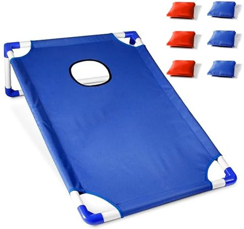 Solinder Tragbares Cornhole-Set Tragbares Cornhole-Set mit 1 Cornhole-Spielbrett und 6 Sitzsäcken für Yard Toss Game