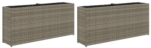 vidaXL Pflanzkübel mit 2 Töpfen 2 STK. Grau 90x20x40 cm Poly Rattan