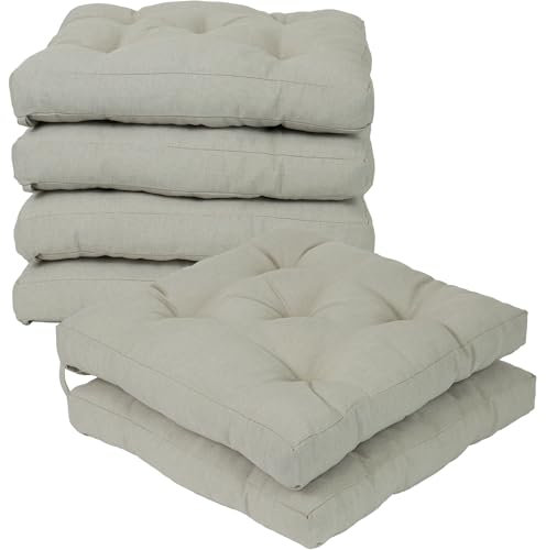 Viste tu hogar Pack 6 Stuhlkissen, 43x43x5 cm, Dreidimensionaler Effekt, 100% Polyesterfüllung, Ideal für Esszimmer, Terrasse, Wohnzimmer, Farbe Leinen-Beige