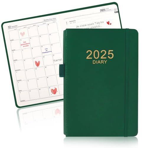 Terminplaner 2025,Kalender 2025 Wochenübersicht,Calendar 2025 mit PU-Leder A5,Terminkalender 2025,Tagebuch,Planer 2025 Buchkalender 2025,Kalender 176 Seiten Personal Organize
