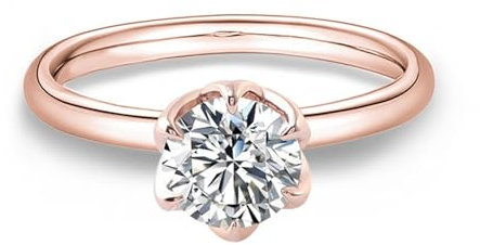 Promise Ring Damen, Promise Ring 52 18K Rosegold Blume 2 Moissanit 2Ct Rundschliff D Farbe Npassbar Für Valentinstag