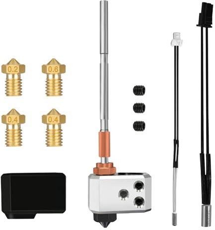 HIKUDIY Hotend für Prusa I3 MK4/XL, 24V 40W Druckkopf Kit mit Thermistor, Heizpatrone, Heizblock, 0.2/0.4/0.6mm Düse und Silikonabdeckung
