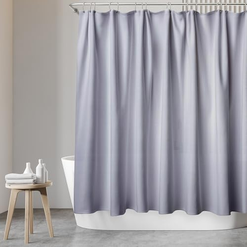SANFINO Duschvorhang 180x200 inkl. 12 Ringe Wasserdichter Badevorhang Grau für Badewanne und Dusche, Anti-Schimmel Badvorhang Textil, Antibakteriell & Öko-Tex Zertifiziert - Grey