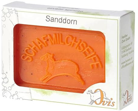 luterna Ovis Schafmilchseife Sanddorn, 100% Bio, für die tägliche Dusche, eckig, 100 g, verpackt