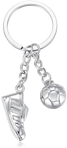 Football Keychain, Porte Clés Sport Porte Clé Football, Porte-Clés en Métal Football en Argent, Porte Clé Ballon de Foot pour Adultes Enfants, pour Ccadeaux Créatifs