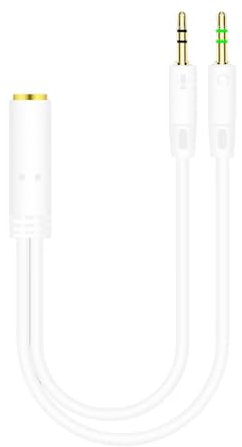 Splitter per cuffie per computer, jack da 3,5 mm femmina a 2 doppi maschi da 3,5 mm, microfono per cuffie, cavi di prolunga splitter audio AUX, adattatore da cuffia a PC