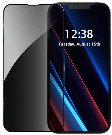 GANGANPRO 1 Pack Privacy Screen Protector Compatible with iPhone 13 Mini,HD Black 9H Hardness,Coverage Anti Spy Private Tempered Glass,Fingerprint unlocking not supported