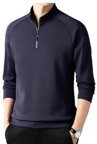 BASHAMAN Sweatshirt Herren Klassisch Persönlichkeit Trend Sportsweatshirt Leichte Komfortabel Casual Pullover Slim Fit Mode All-Match Langärmeligessweatshirt D-Navy XL