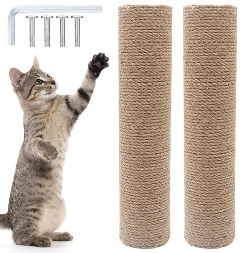 Lot de 2 arbres à chat de rechange, tronc à gratter pour chat, longueur : 40 cm, en sisal naturel, colonne à gratter avec vis M8, pièces de rechange pour la rénovation, l'artisanat