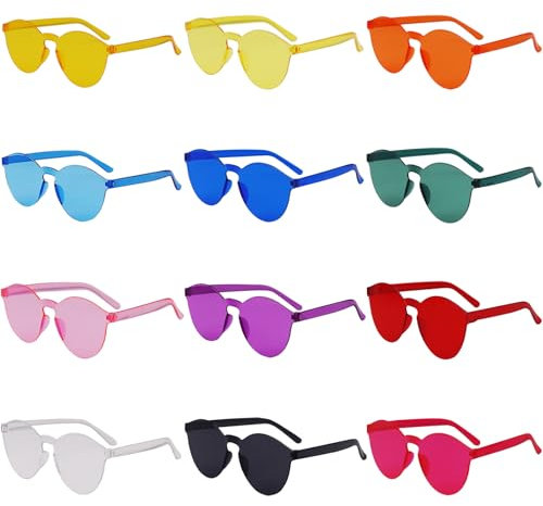 Vookkp 12 Paar Rund Partybrillen, Hippie Brille, Magische Farben Party Brille, Partybrillen Erwachsene Kinder, Rund Sonnenbrille Randlose für Party Zubehör, Foto Requisiten
