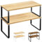 JUPPLIES - Pack 2 Organizador Cocina Estante para Especias - Organizador Armario Cocina Multiusos - Estanteria Cocina de Almacenamiento Apilable con Diseño de Bambu y Metal (Negro + Madera Natural)