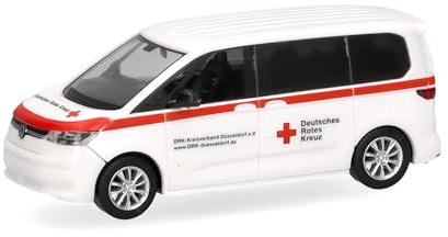 Herpa model car VW Multivan 'Red Cross Düsseldorf', 1:87 scale miniature, collector’s item, Made in Germany, plastic model