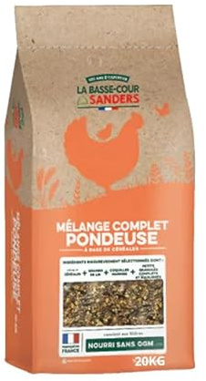 Sanders Mélange Complet Pondeuse, Aliment pour Poules Pondeuses, 20kg, Granulés de Céréales avec Coquilles d'Huîtres